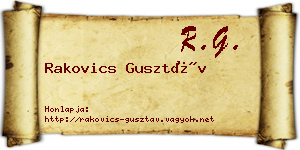 Rakovics Gusztáv névjegykártya